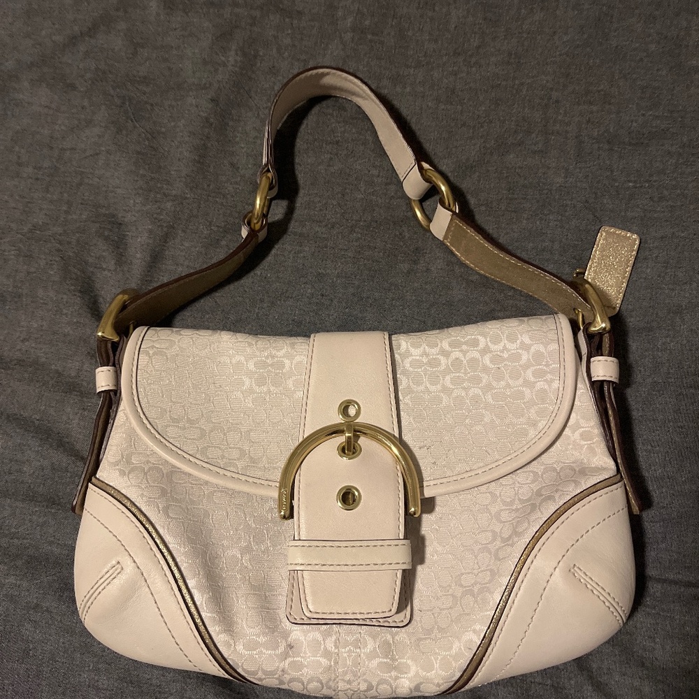 Coach gold and white bag